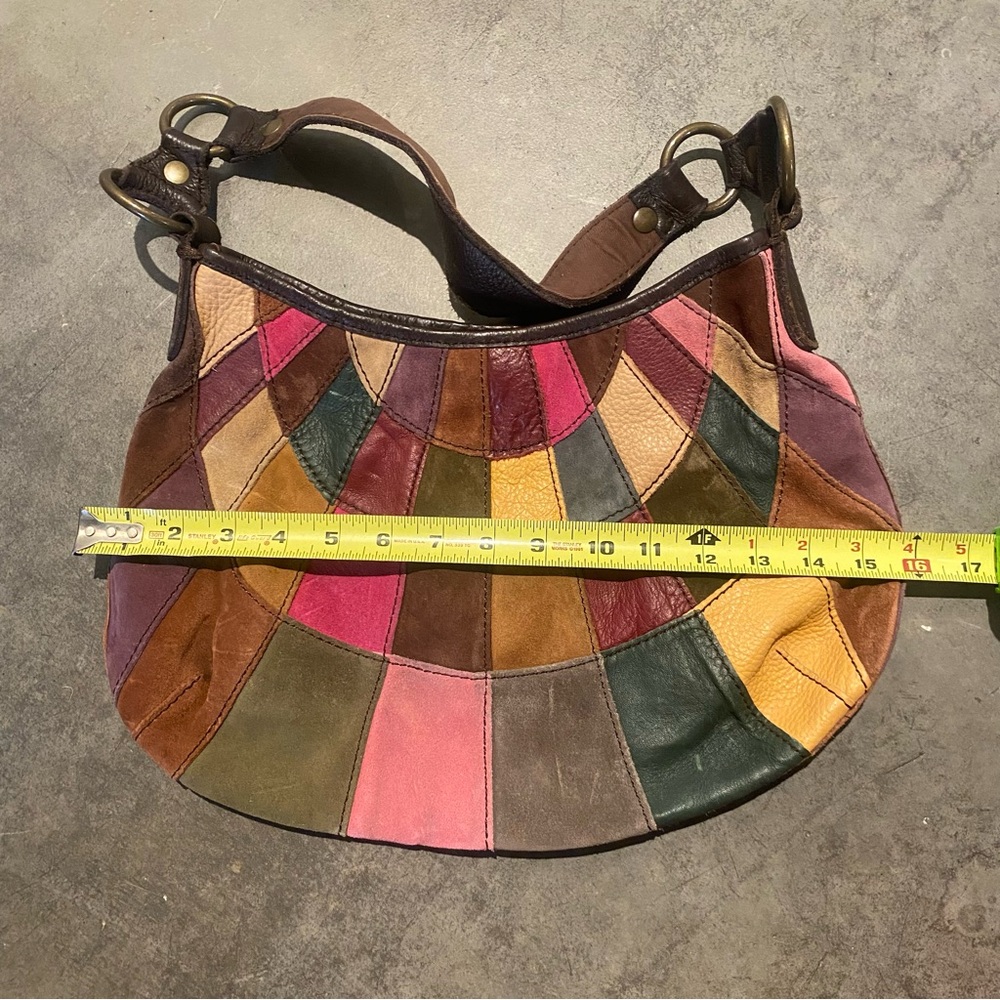 Lucky Brand Y2K Colorful Patchwork Hobo Shoulder Bag Leather Suede - Picture 10 of 12
